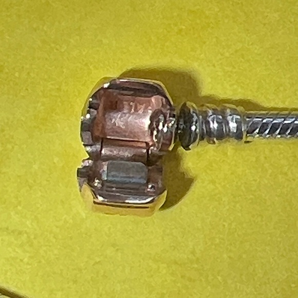 Pandora Rose Gold Snap Clasp and sterling silver bracelet 7.5” - Picture 10 of 11